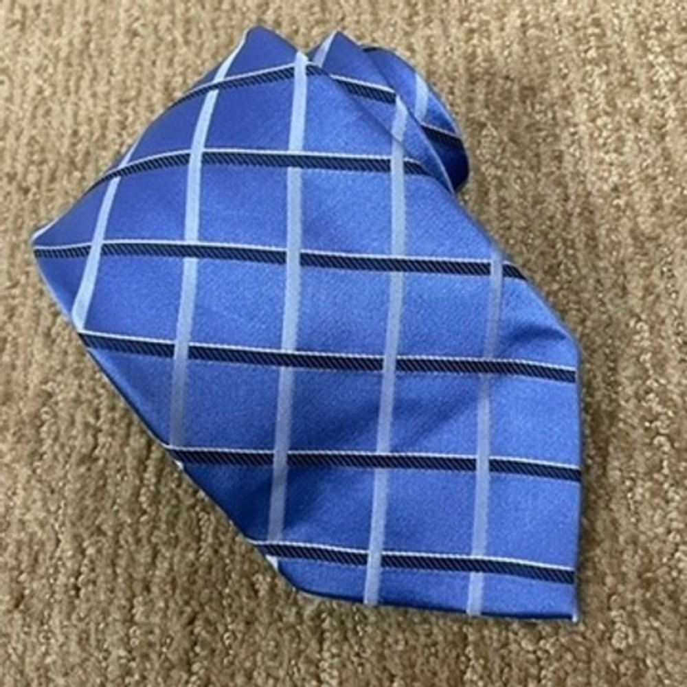 Donald J Trump Necktie Mens Blue Plaid Business Wedding Power Silk Signature Tie